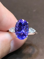 Natural Tanzanite 4.20ct Ring set with natural diamonds in 18K white gold Gemstone Fine Jewelry Singapore