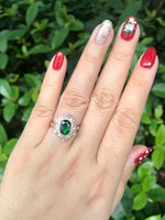 Natural Green Garnet / Tsavorite 1.41ct Ring set with Natural Diamonds in 18K Rose Gold Gemstone Jewelry