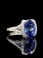Natural Tanzanite 4.53ct Ring Set With Natural Diamonds In 18K White Gold Gemstone Fine Jewellery Singapore