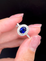 Natural Blue Sapphire Ring 1.42ct set with 0.33ct natural diamonds in 18k white gold