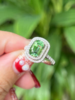 Natural Green Tourmaline 2.42ct Ring Set With Natural Diamonds In 18K White Gold Gemstone Fine Jewellery Singapore
