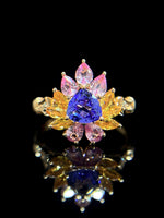 Natural Tanzanite 0.76ct Cluster Ring Set With Natural Diamonds In 18K Rose Gold Gemstone Fine Jewellery Singapore