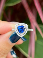 Natural Blue Sapphire Ring 1.43ct set with 0.47ct natural diamonds in 18k white gold