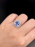 Natural Tanzanite 2.99ct Ring Set With Natural Diamonds In 18K White Gold Gemstone Fine Jewellery Singapore