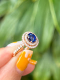 Natural Blue Sapphire 1.02ct Ring Set With Natural Diamond In 18K Rose Gold Gemstone Fine Jewellery Singapore
