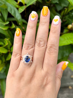 Natural Blue Sapphire 2ct Ring Set With Natural Diamond In 18K Rose Gold Gemstone Fine Jewellery Singapore
