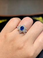 Natural Blue Sapphire 1.31ct Ring Set With Natural Diamond In 18K White Gold Gemstone Fine Jewellery Singapore