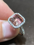 Natural Tourmaline 4.42ct Ring Set With Natural Diamond In 18K White Gold Gemstone Fine Jewellery Singapore