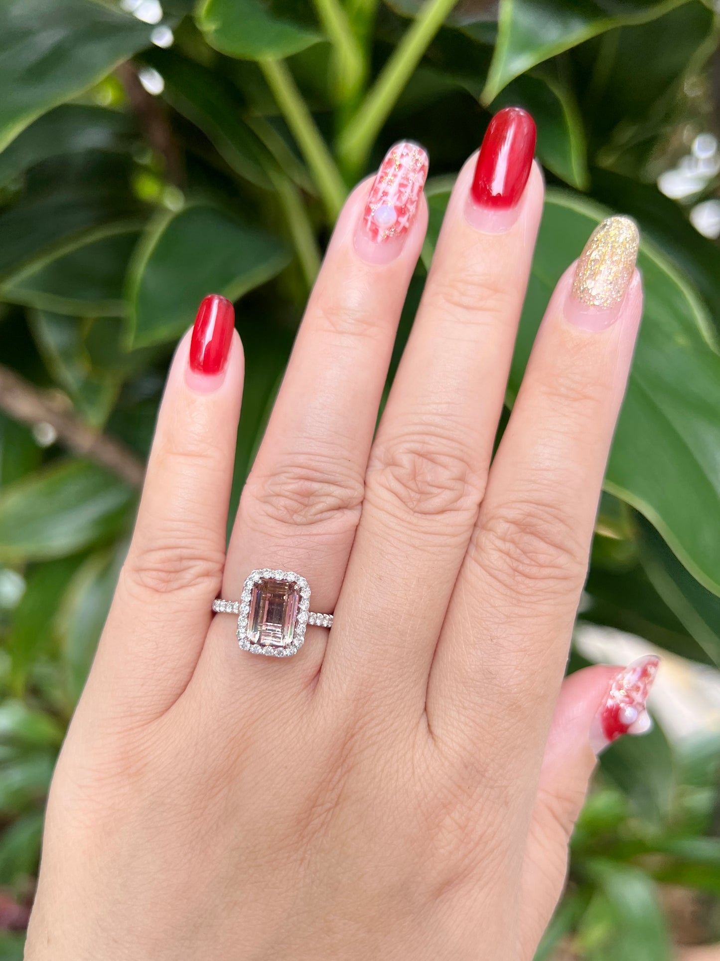 Natural Bi-color Tourmaline 2.56ct Ring