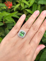 Natural Green Garnet Tsavorite 4.99ct Ring set with Natural Diamonds In 18K White Gold Singapore Gemstone Fine Jewelry