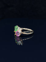 Natural Pink Sapphire 1.03ct And Tsavorite 0.78ct Toi et moi Ring Set In 18K Rose Gold Gemstone Fine Jewellery Singapore