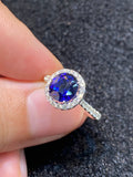 Natural Blue Sapphire Ring 2.35ct set with 0.43ct natural diamonds in 18k white gold
