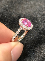 Natural Unheated Pink Sapphire 1.08ct Ring set with natural diamond 0.51ct in 18k white gold Fine Jewellery