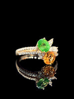 Natural Tsavorite Green Garnet 0.83ct And Orange Garnet 0.90ct Toi et moi Ring Set In 18K Rose Gold Gemstone Fine Jewellery Singapore