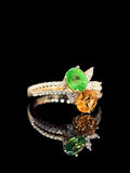 Natural Tsavorite Green Garnet 0.83ct And Orange Garnet 0.90ct Toi et moi Ring Set In 18K Rose Gold Gemstone Fine Jewellery Singapore