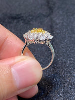 Natural Yellow Diamond 1.50ct Ring set with 1.67ct Natural diamonds in 18K white gold Fine Jewellery