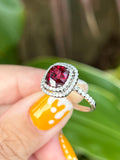 Natural Red Spinel 2.18ct Ring Set With Natural Diamonds In 18K White Gold Gemstone Fine Jewellery Singapore