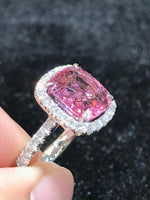 Natural Pink Spinel 4.03ct Ring Set With Natural Diamonds 0.65ct In 18K White Gold Gemstone Fine Jewellery