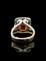 Natural Orange Sapphire Ring 13.23ct Set With Natural Doiamonds In 18K White Gold Gemstone Fine Jewellery Singapore
