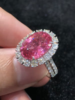 Natural Mahenge Pink Spinel 7.52ct Ring Set With Natural Diamonds 1.72ct In 18K White Gold Gemstone Fine Jewellery