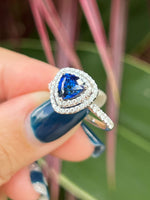 Natural Blue Sapphire Ring 1.43ct set with 0.47ct natural diamonds in 18k white gold