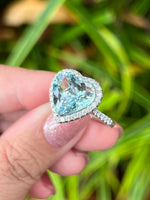 Natural Aquamarine 5.34ct Ring Set With Natural Diamonds In 18K White Gold Gemstone Fine Jewellery Singapore