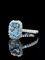 Natural Aquamarine 2.00ct Ring Set With Natural Diamonds In 18K White Gold Gemstone Fine Jewellery Singapore