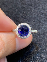 Natural Blue Sapphire Ring 2.35ct set with 0.43ct natural diamonds in 18k white gold