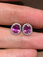 Natural Pink Sapphire Earrings 1.86ct set with natural diamonds in 18k white gold Gemstone Fine Jewellery Singapore