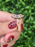 Natural Green Garnet / Tsavorite 1.41ct Ring set with Natural Diamonds in 18K Rose Gold Gemstone Jewelry