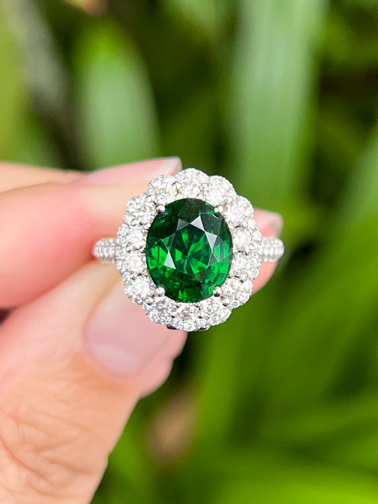 Natural Green Garnet Tsavorite 3.53ct Ring