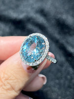 Natural Aquamarine 6.39ct Ring Set With Natural Diamonds In 18K White Gold Gemstone Fine Jewellery Singapore