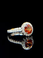 Natural Mandarin Garnet 1.46ct Ring Set With Natural Diamonds in 18K White Gold Gemstone Fine Jewellery Singapore