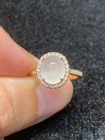 Natural Type A Icy Jadeite Ring set with 0.31ct Natural Diamonds in 18K Rose Gold Fine Jewellery