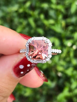 Natural Tourmaline 2.94ct Ring set with Natural Diamond in 18K White Gold Gemstone Jewelry