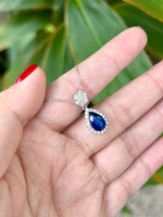Natural Blue Sapphire Necklace 2.14ct Set With Natural Diamonds In 18K White Gold Gemstone Fine Jewellery Singapore