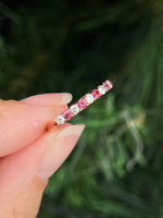 Natural Pinkish Red Spinels 0.24ct and Diamonds 0.23ct Half Eternity Ring set in 18K rose gold Gemstone Fine Jewellery Singapore