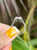 Natural Red Spinel 2.18ct Ring Set With Natural Diamonds In 18K White Gold Gemstone Fine Jewellery Singapore