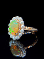 Natural Opal 1.59ct Ring Set With Natural Diamonds In 18K Rose Gold Gemstone Fine Jewellery Singapore