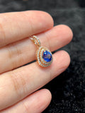 Natural Blue Sapphire Pendant 1.36ct Set With Natural Diamonds in 18k Rose Gold Gemstone Fine Jewellery Singapore