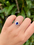 Natural Blue Sapphire Ring 1.42ct set with 0.33ct natural diamonds in 18k white gold