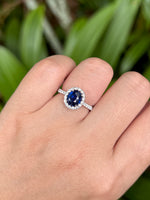 Natural Blue Sapphire Ring 1.73ct Set With Natural Diamonds In 18K White Gold Gemstone Fine Jewellery Singapore