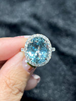 Natural Aquamarine 6.39ct Ring Set With Natural Diamonds In 18K White Gold Gemstone Fine Jewellery Singapore
