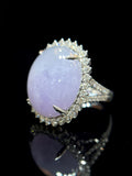 Natural Type A Purple Jadeite Ring set with 1.05ct Natural Diamonds in 18K White Gold Gemstone Fine Jewellery Singapore