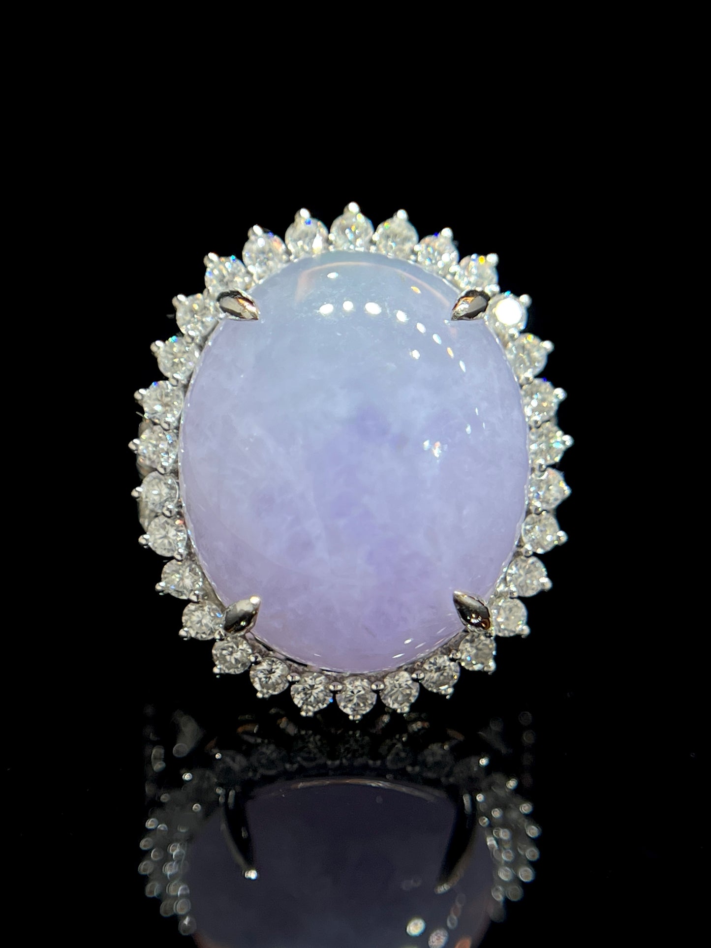 Natural Type A Purple Jadeite Ring set with 1.05ct Natural Diamonds in 18K White Gold Gemstone Fine Jewellery Singapore
