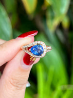 Natural Unheated Cornflower Blue Sapphire 1.68ct Ring Set With Natural Diamond 0.45ct In 18K Rose Gold Fine Jewellery