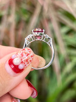 Natural Pink Tourmaline Ring 3.50ct set with natural diamonds 0.32ct in 18k white gold Fine Jewellery