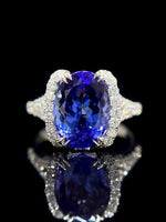 Natural Tanzanite 4.53ct Ring Set With Natural Diamonds In 18K White Gold Gemstone Fine Jewellery Singapore