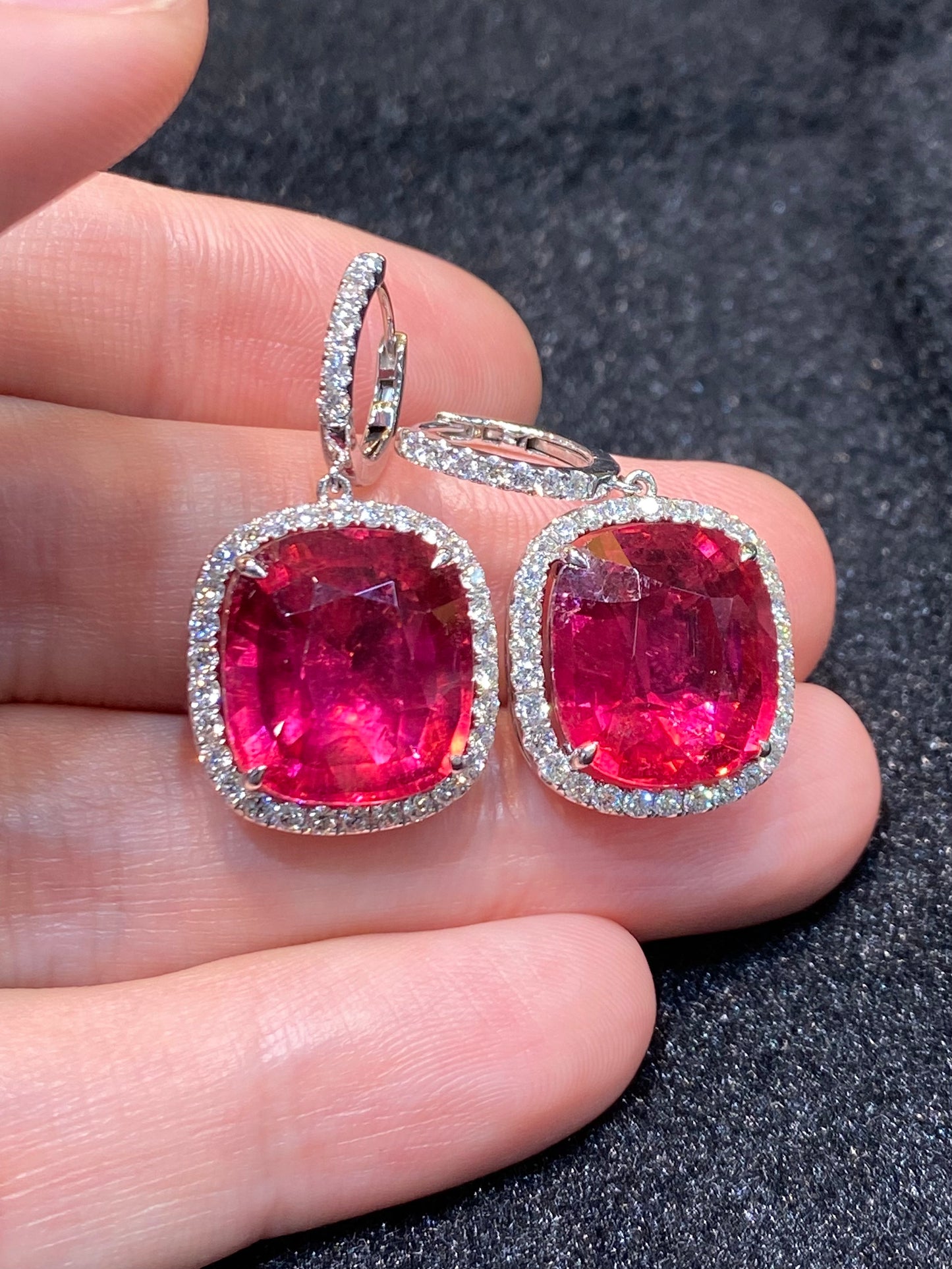 Natural Rubellite Tourmaline Earrings 21.20ct