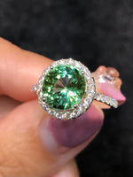 Natural Tourmaline 3.36ct set with natural diamond 0.55ct in 18k white gold ring